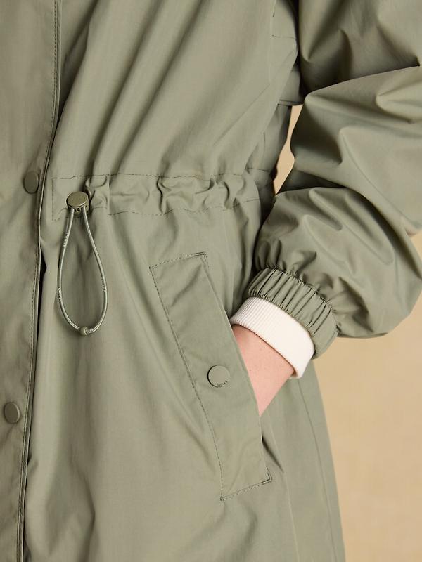 Joules Women's Hensley Longline Waterproof Coat with Packable Hood - Khaki Green Image 8