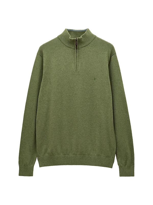 Joules Men's Hillside Quarter Zip Knitted Jumper - Khaki Green Image 1