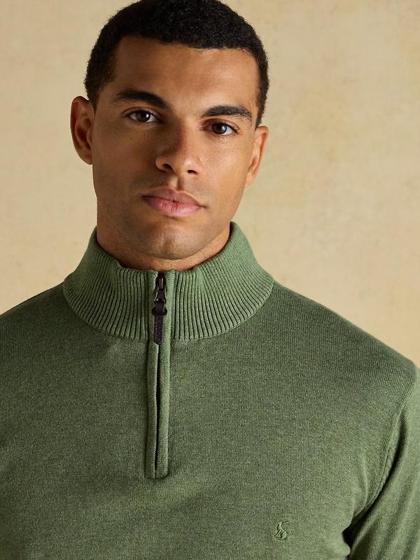 Joules Men's Hillside Quarter Zip Knitted Jumper - Khaki Green Image 4