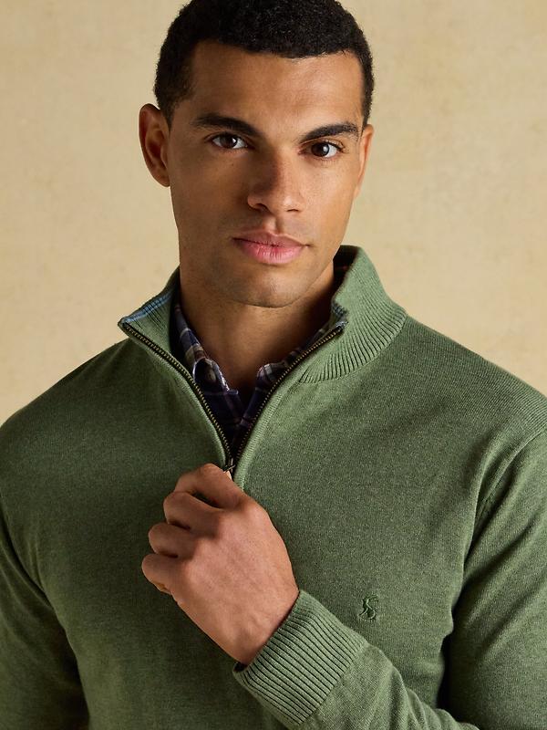 Joules Men's Hillside Quarter Zip Knitted Jumper - Khaki Green Image 7