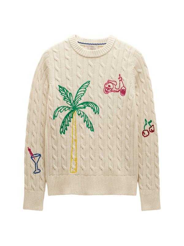 Joules Women's Palm Tree Jumper - Cream Product Image