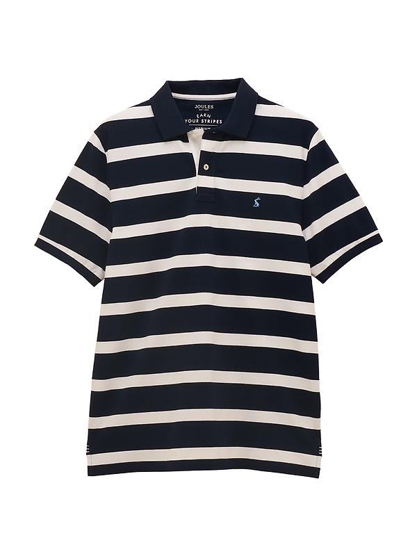 Joules Men's Woody Cotton Pique Polo Shirt - Navy & White Stripe Image 1