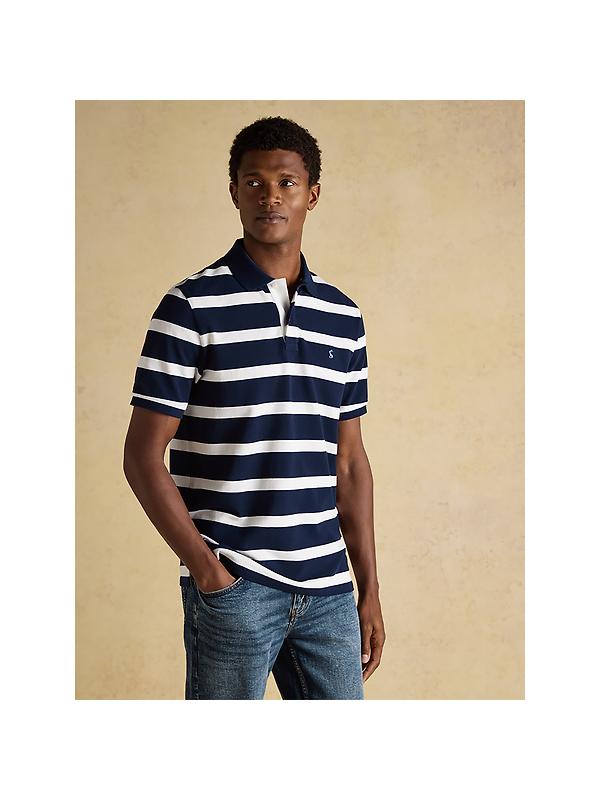 Joules Men's Woody Cotton Pique Polo Shirt - Navy & White Stripe Image 2