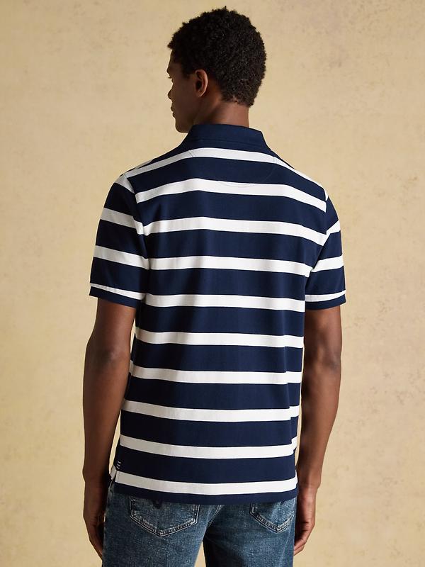 Joules Men's Woody Cotton Pique Polo Shirt - Navy & White Stripe Image 3