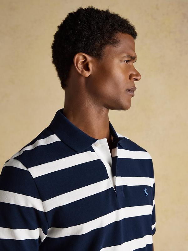 Joules Men's Woody Cotton Pique Polo Shirt - Navy & White Stripe Image 4