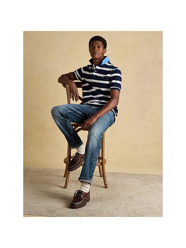 Joules Men's Woody Cotton Pique Polo Shirt - Navy & White Stripe Image 6