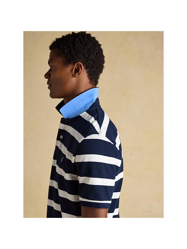 Joules Men's Woody Cotton Pique Polo Shirt - Navy & White Stripe Image 7