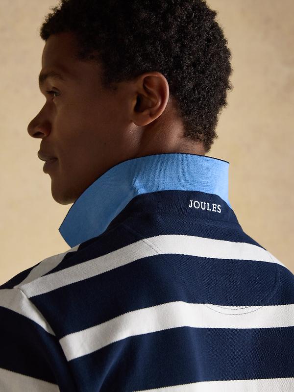 Joules Men's Woody Cotton Pique Polo Shirt - Navy & White Stripe Image 8