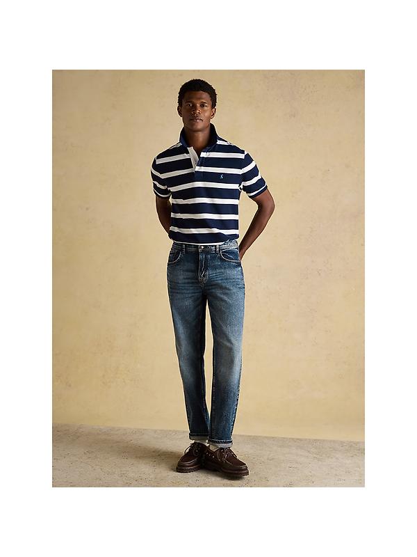 Joules Men's Woody Cotton Pique Polo Shirt - Navy & White Stripe Image 9