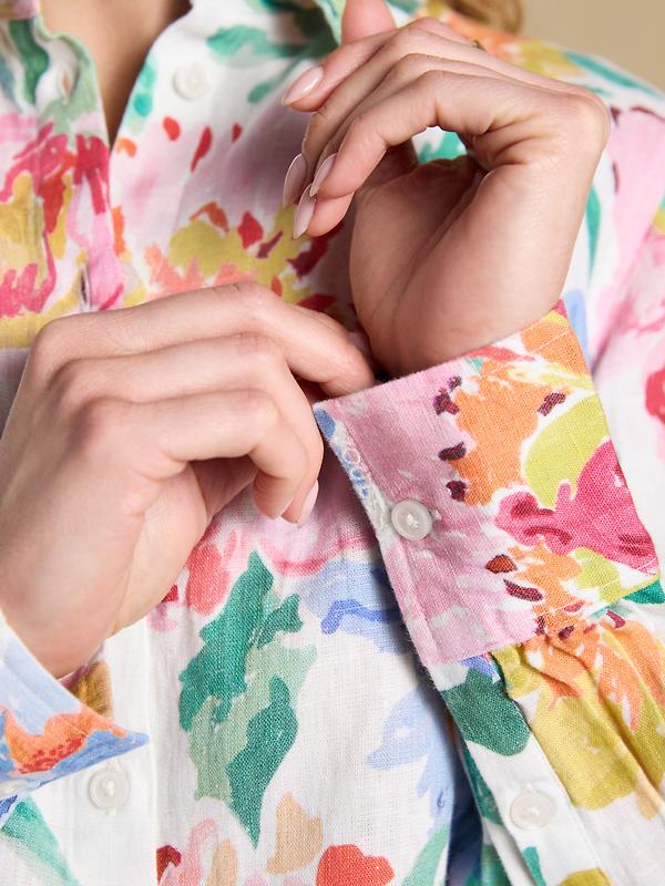 Joules Women's Anna Long Sleeve 100% Linen Shirt - Multi Floral Image 6
