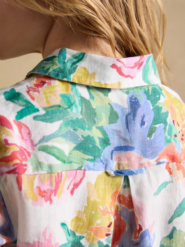 Joules Women's Anna Long Sleeve 100% Linen Shirt - Multi Floral Image 7