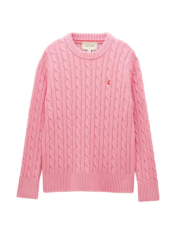 Joules Women's Classic Cable Cotton Crew Neck Jumper - Pink Image 1