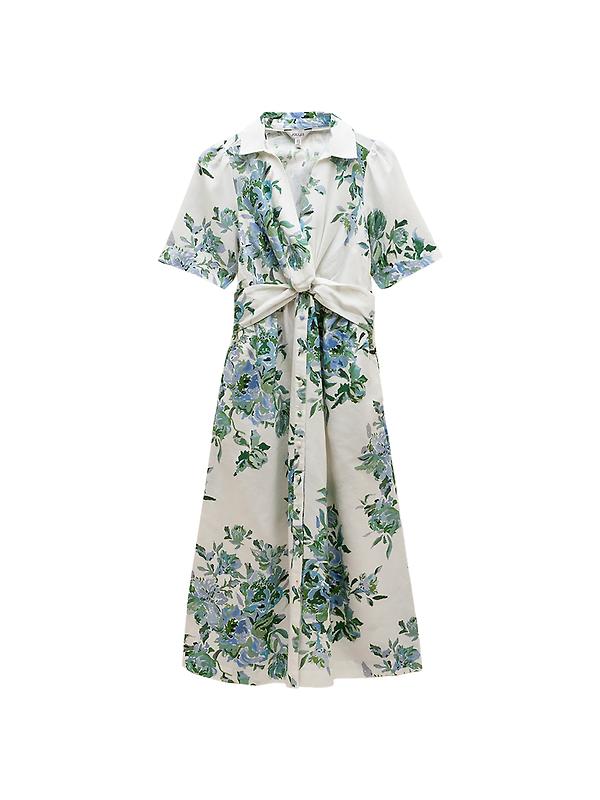 Joules Women's Marina Knot Dress - White Blue Image 1