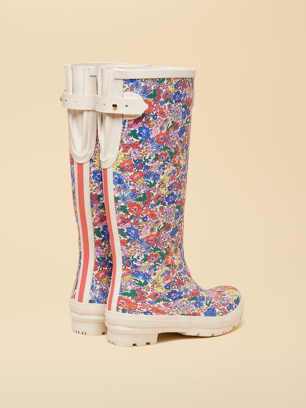 Joules Women's Floral Adjustable Tall Wellies - White Ditsy Image 3