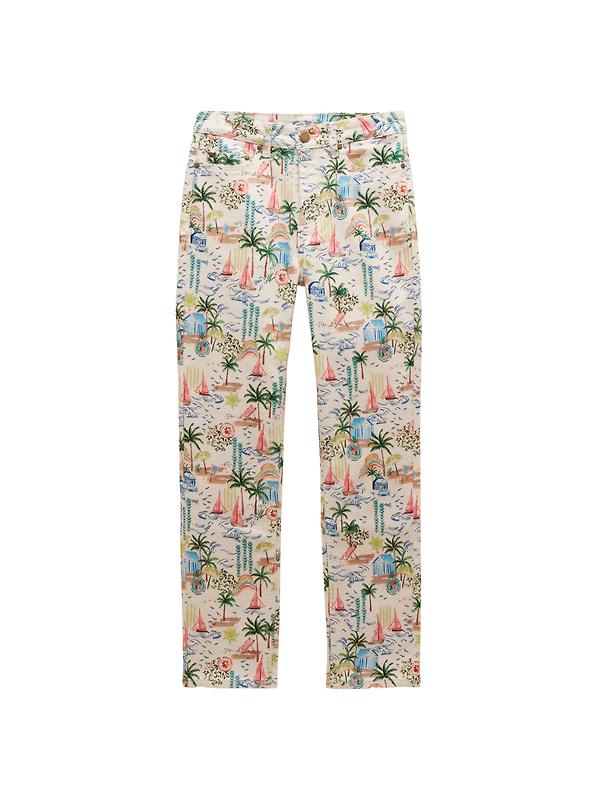 Joules Women's Straight Fit Slim Mid Rise Jeans - Coastal Scene Print Product Image