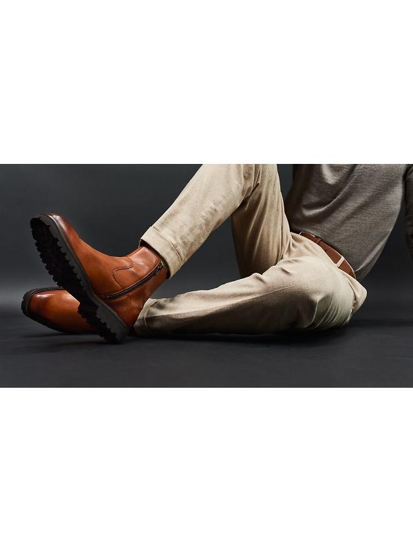 Oliver Sweeney Men's Swanley Antiqued Leather Zip Boots - Tan Image 6