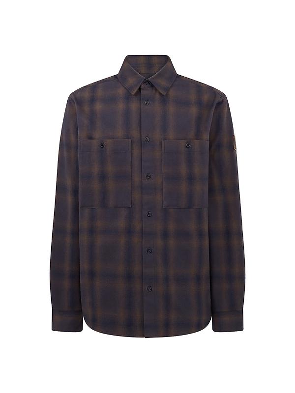 Belstaff Men's Cotton Check Outpost Flannel Shirt - Major Brown / Dark Ink / Charcoal Image 1