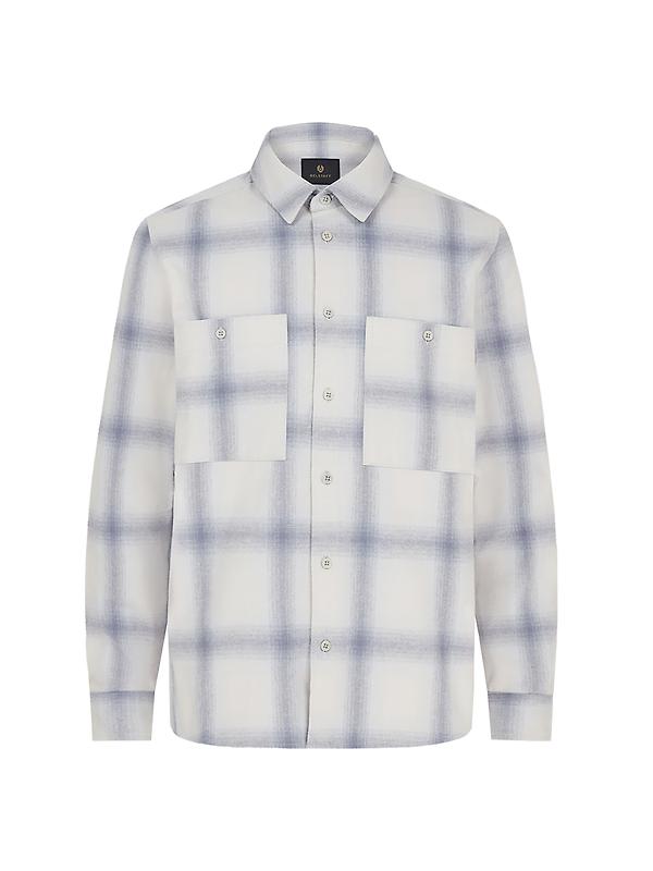 Belstaff Men's Cotton Check Outpost Flannel Shirt - Silver Birch / Quarry Blue / Line Blue Product Image