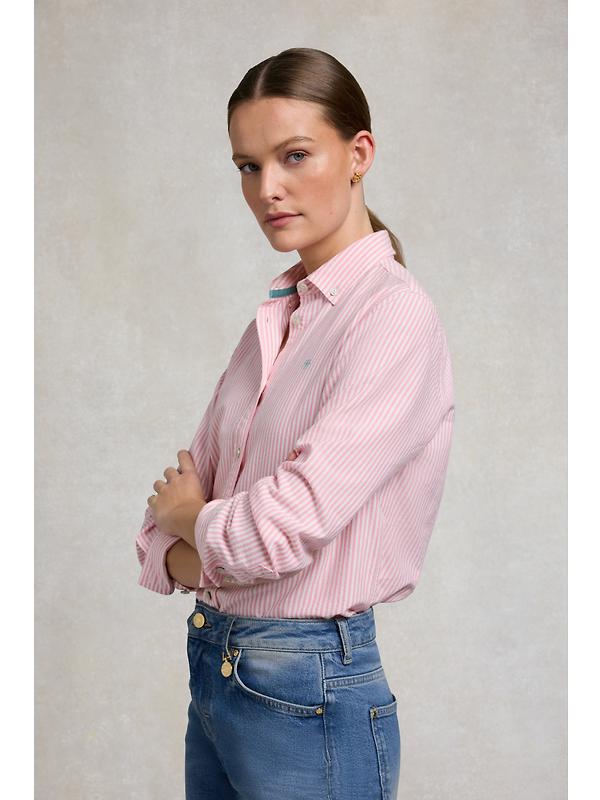 Holland Cooper Women's Oxford Shirt - City Pink Stripe Image 5