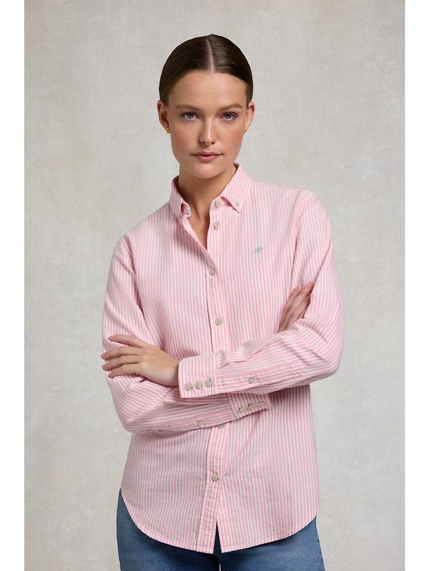 Holland Cooper Women's Oxford Shirt - City Pink Stripe Image 6