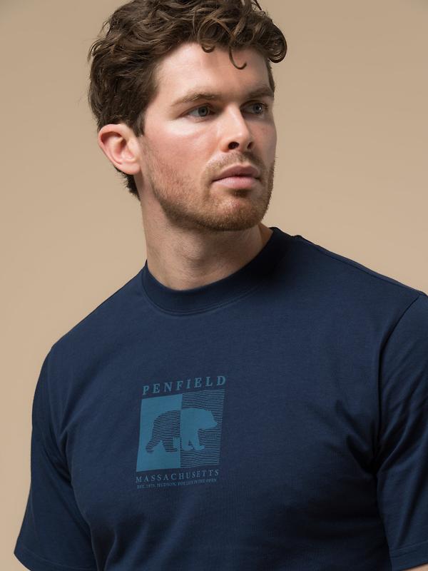 Penfield Men's Contrast Stripe Bear T-Shirt - Navy Image 3