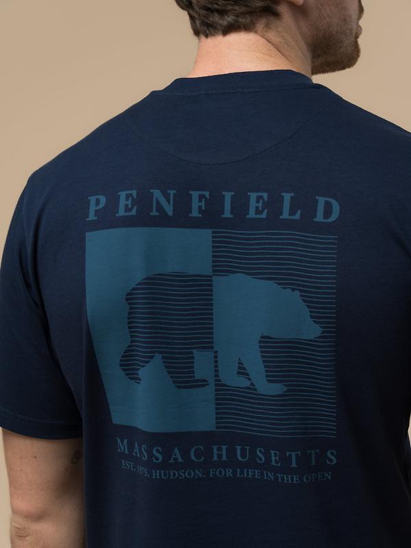 Penfield Men's Contrast Stripe Bear T-Shirt - Navy Image 6