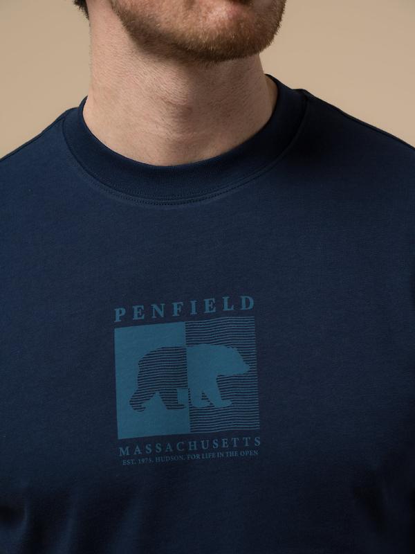 Penfield Men's Contrast Stripe Bear T-Shirt - Navy Image 7