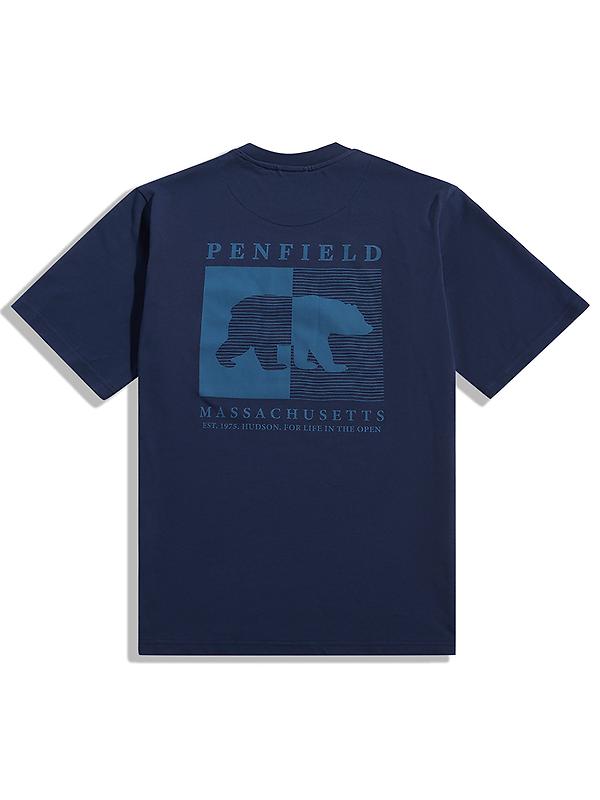 Penfield Men's Contrast Stripe Bear T-Shirt - Navy Image 2