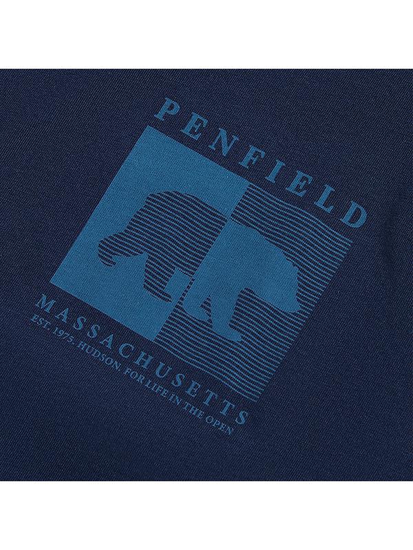 Penfield Men's Contrast Stripe Bear T-Shirt - Navy Image 8
