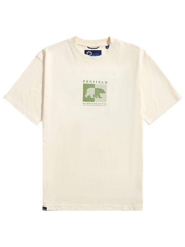 Penfield Men's Contrast Stripe Bear T-Shirt - Vanilla Image 1