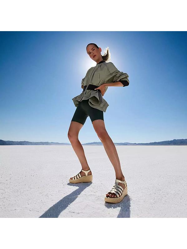 FitFlop Women's PLATFFORMS Espadrille Metallic-Leather Fisherman Wedge Sandals - Platino Image 5