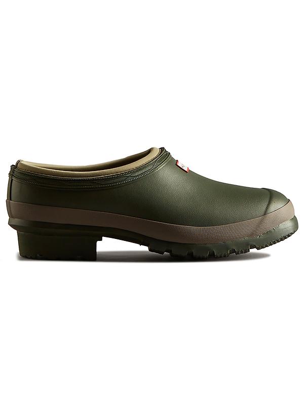 Hunter Men's Gardener Neoprene Lined Clogs - Dark Olive/Clay Image 1