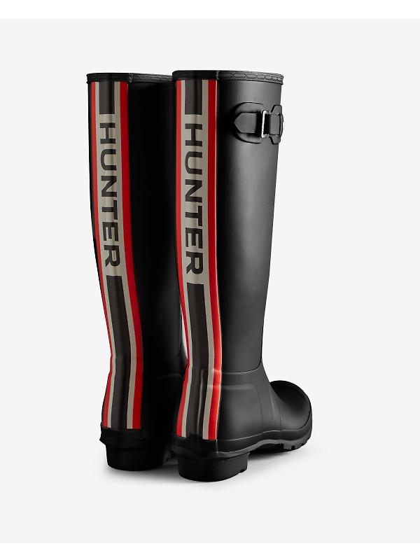 Hunter Women's Tri-colour Logo Backstrap Tall Wellington Boots - Black Image 2