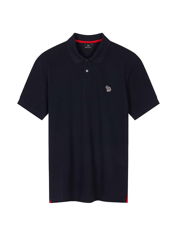 PS By Paul Smith Men's Cotton-Piqué Zebra Logo Polo Shirt - Dark Navy Image 1