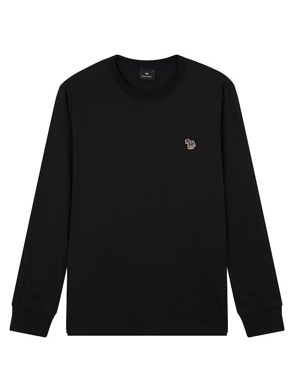 PS By Paul Smith Men's Cotton Zebra Logo Long-Sleeve T-Shirt - Black Image 1
