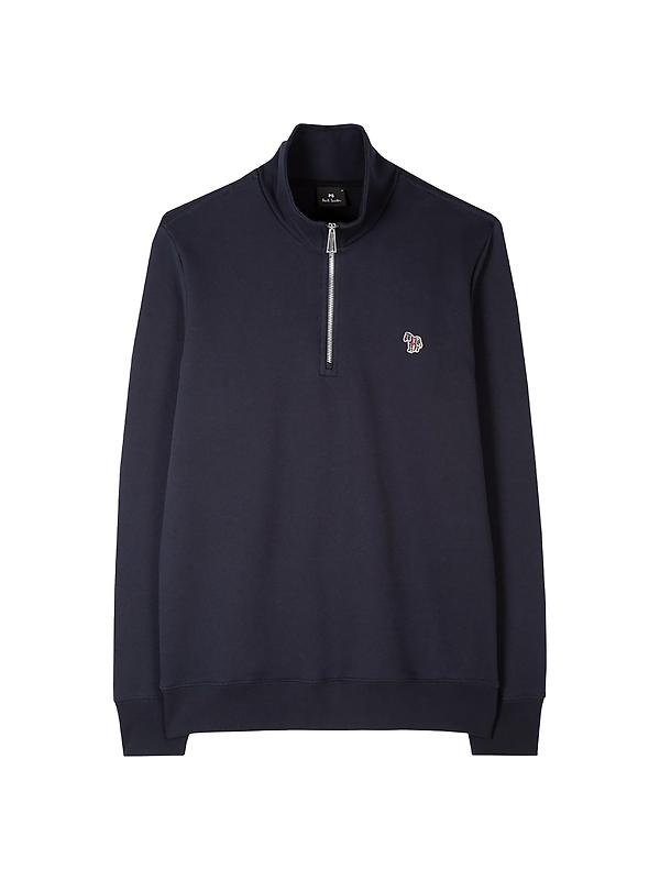 PS By Paul Smith Men's Cotton Zebra Logo Zip-Neck Sweatshirt - Navy Image 1