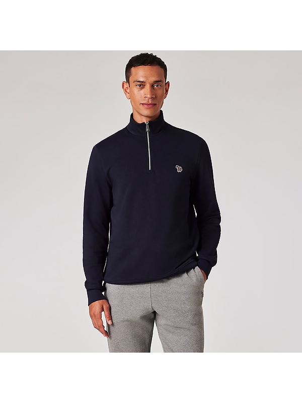 PS By Paul Smith Men's Cotton Zebra Logo Zip-Neck Sweatshirt - Navy Image 2