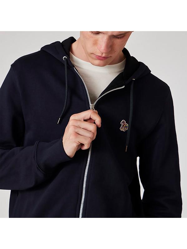 PS By Paul Smith Men's Cotton Zip-Front Zebra Logo Hoodie - Dark Navy Image 2