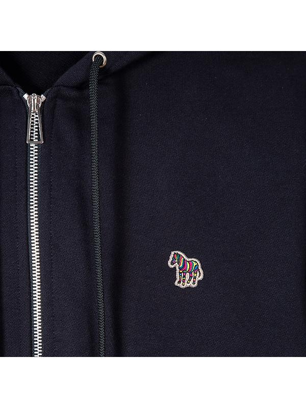 PS By Paul Smith Men's Cotton Zip-Front Zebra Logo Hoodie - Dark Navy Image 4