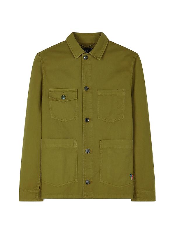 Product image of PS By Paul Smith Men's Garment-Dye 'Broad Stripe Zebra' Cotton Work Jacket - Khaki