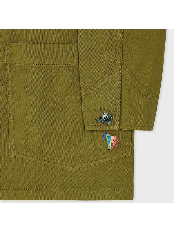 PS By Paul Smith Men's Garment-Dye 'Broad Stripe Zebra' Cotton Work Jacket - Khaki Image 6