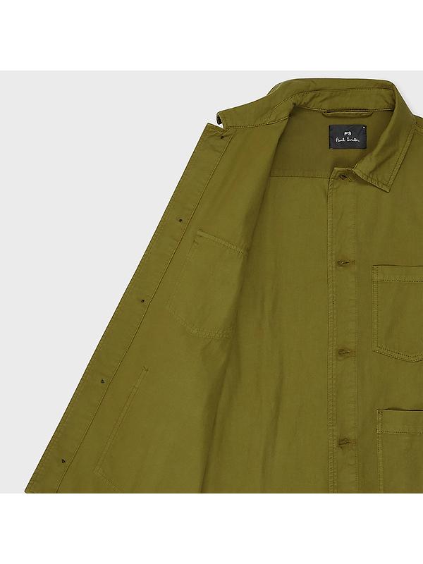 PS By Paul Smith Men's Garment-Dye 'Broad Stripe Zebra' Cotton Work Jacket - Khaki Image 7