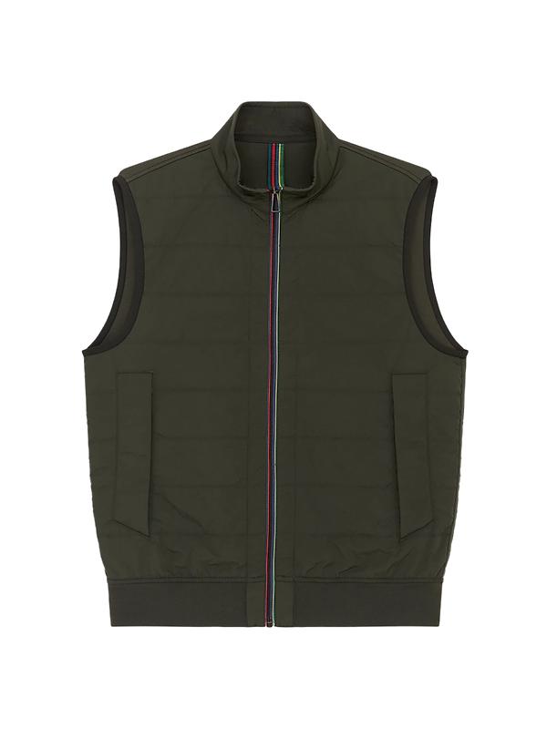 Product image of PS By Paul Smith Men's 'Sports Stripe' Mixed Media Gilet - Green