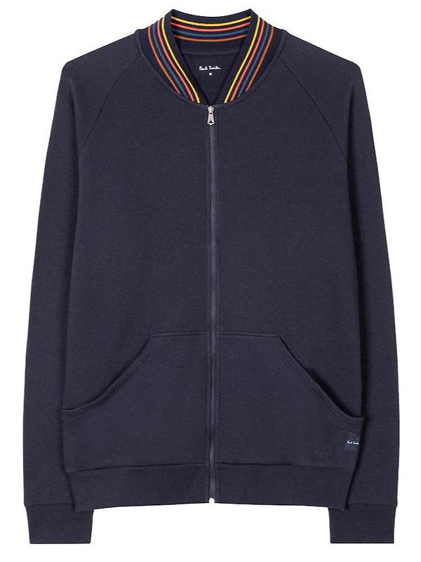 Product image of Paul Smith Men's Cotton 'Artist Stripe' Zip Lounge Top - Navy