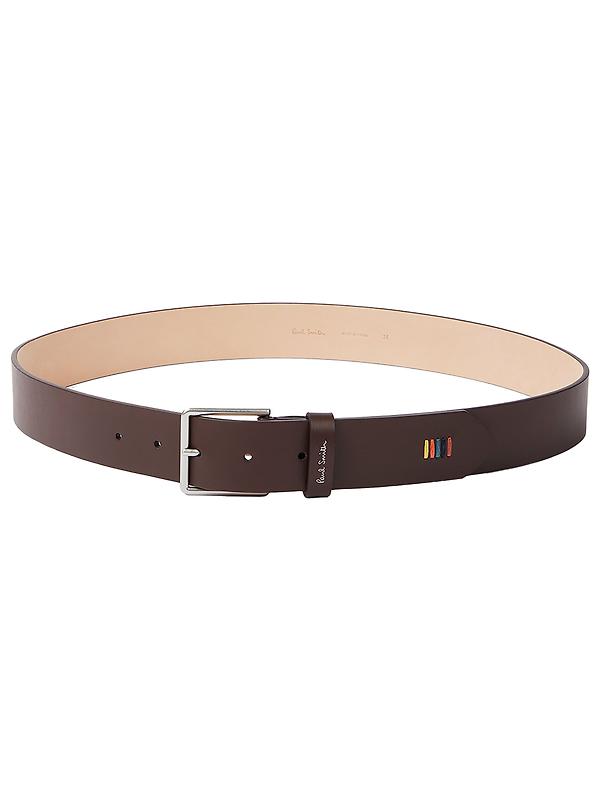 Paul Smith Men's 'Artist Stripe' Stitch Leather Belt - Chocolate Product Image