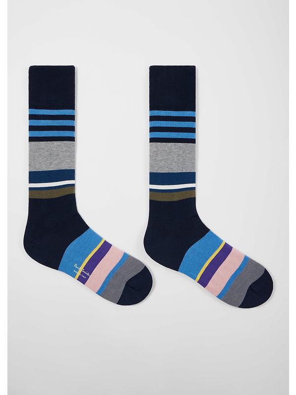 Paul Smith Men's Striped 3 Pack Socks - Navy Image 3