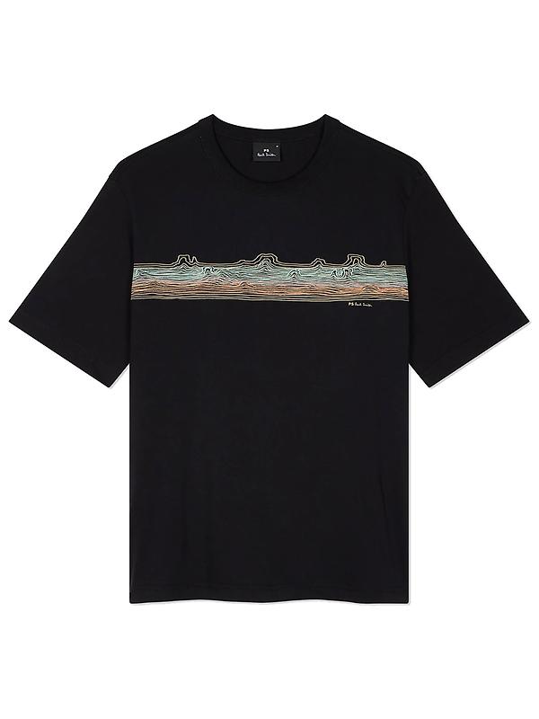 Product image of PS By Paul Smith Men's 'Desert Stripe' Print T-Shirt - Black