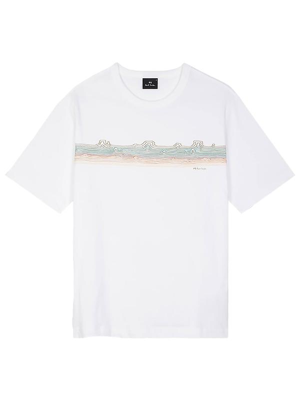 Product image of PS By Paul Smith Men's 'Desert Stripe' Print T-Shirt - White