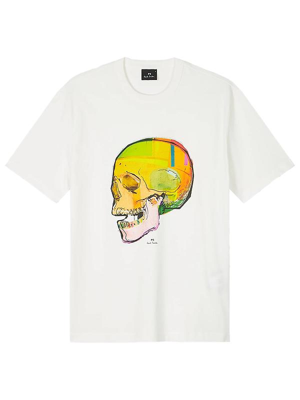 Product image of PS By Paul Smith Men's 'Skull Sketch' Print T-Shirt - White