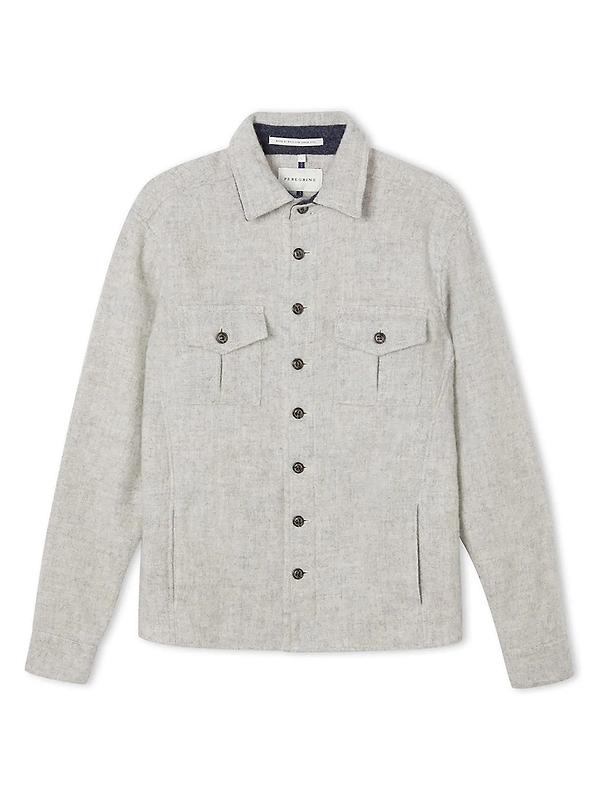 Peregrine Men's Dexter Made In England Overshirt - Light Grey Image 1